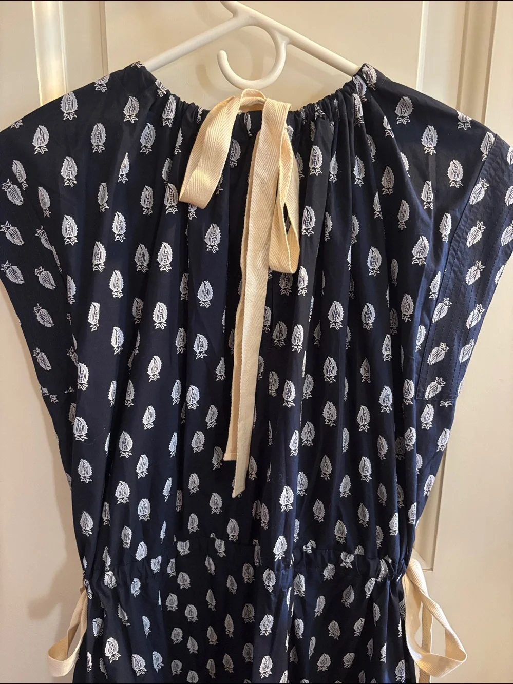 Banana Republic Navy White Cream Printed Long Dress Large